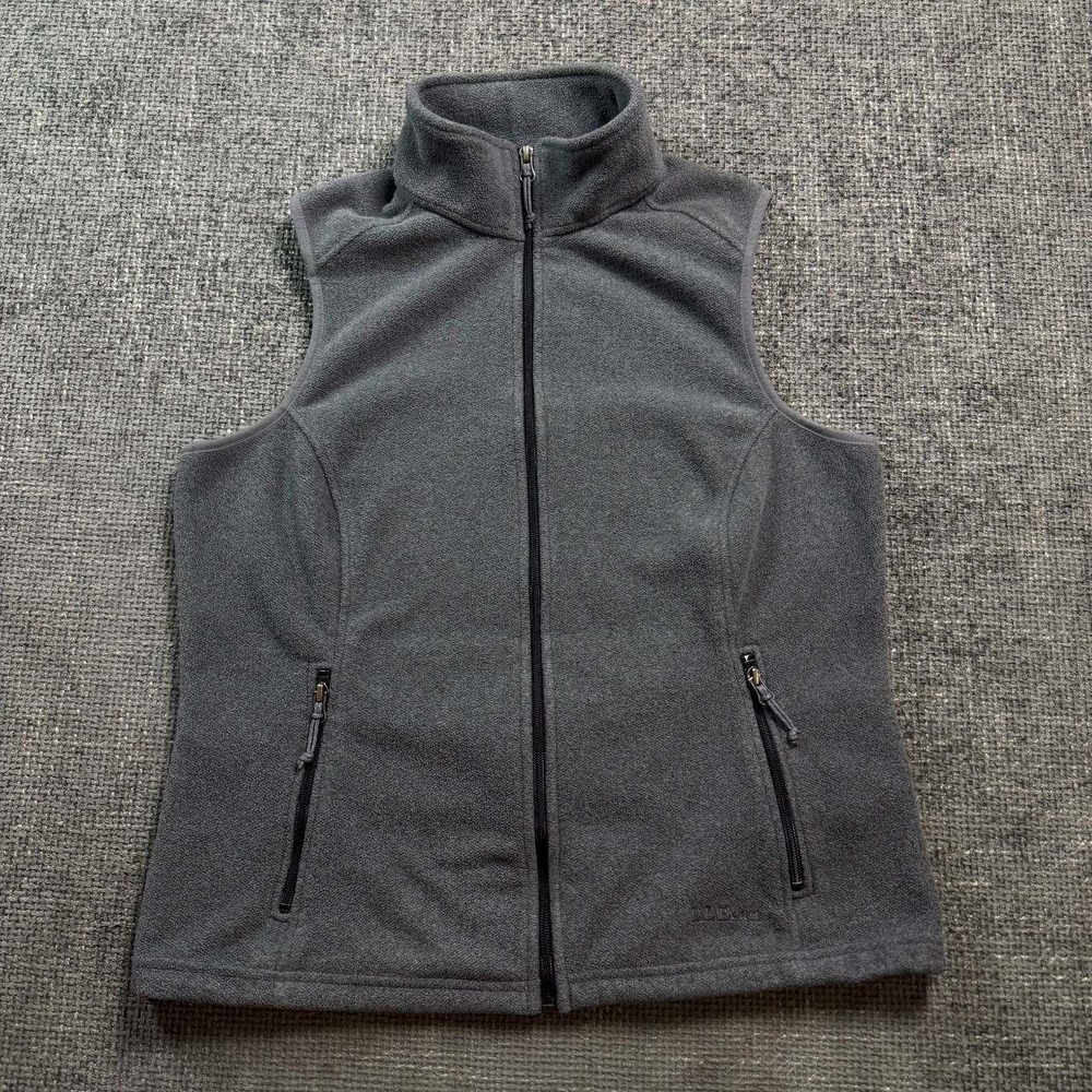 L.L. Bean Fleece Vest Mens Medium Gray Full Zip Mock Neck Gorpcore Outdoor